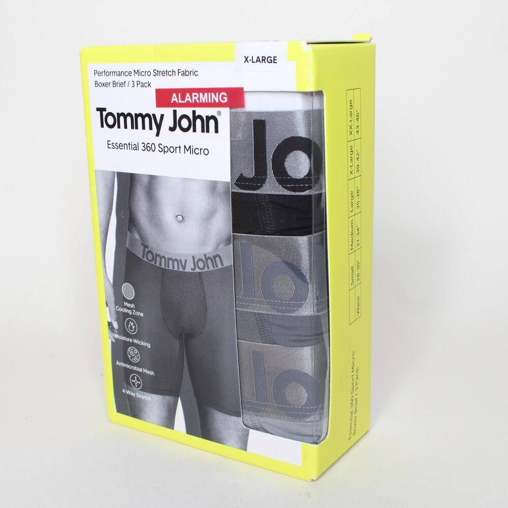 TOMMY JOHN Boxer Briefs 3-Pack Essential 360 Sport Micro XL 39-42” New